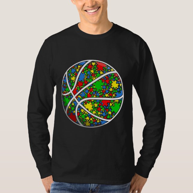 Lustigt Puzzle Basketball Autism Awareness Manar K T Shirt (Framsida)