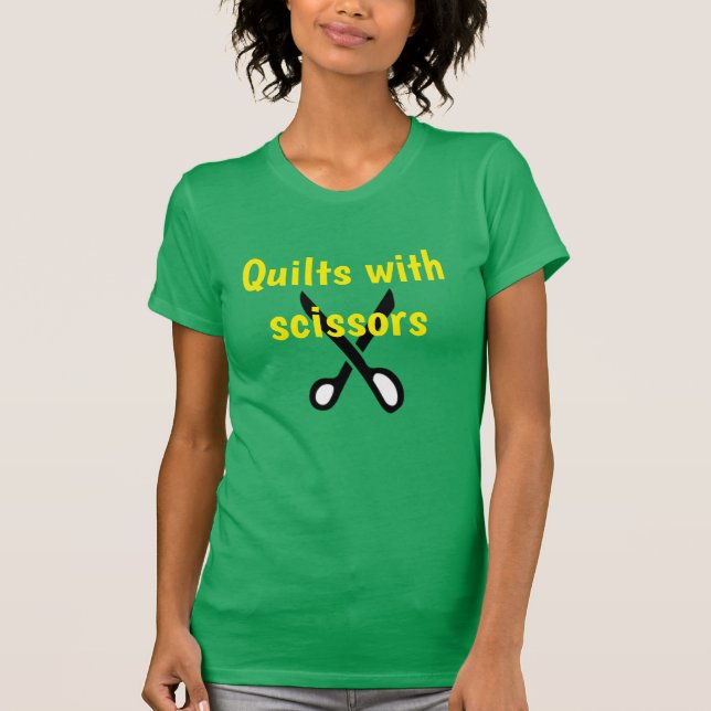 Lustigt Quilters Tee, Söt Grönt & Gult T Shirt (Framsida)