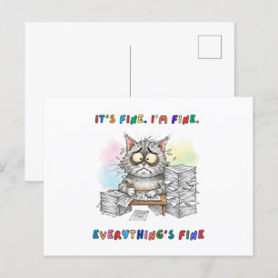 Lustigt Quirky Cat "Allting's Bra" Vykort