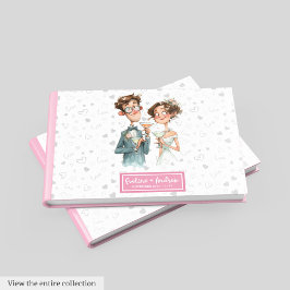 Lustigt Quirky par Watercolor Bröllop Guest Bok