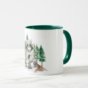 Lustigt Raccoon jul Två-tonkaffe Mugg