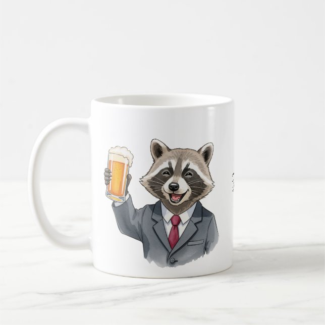Lustigt Raccoon med Bear Personlig med namn Kaffemugg (Vänster)