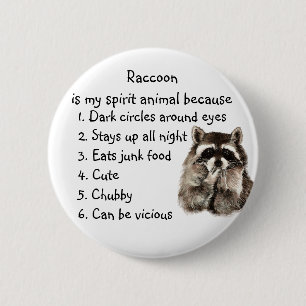 Lustigt Raccoon Spirit Animal Humor Cute Watercolo Knapp