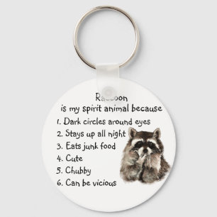 Lustigt Raccoon Spirit Animal Humor Cute Watercolo Nyckelring
