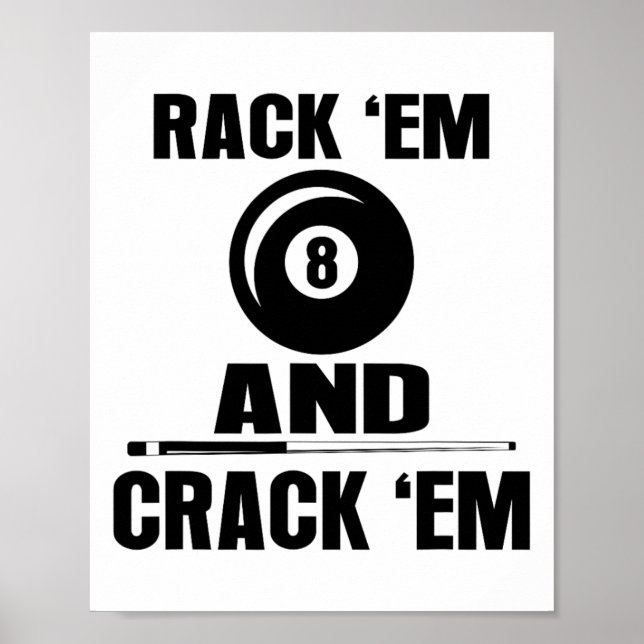 Lustigt Rack Em och Crack Em Billiard Bassäng Bill Poster (Framsidan)