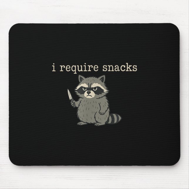 Lustigt rackoon, jag kräver Snacks_1 Musmatta (Framsidan)