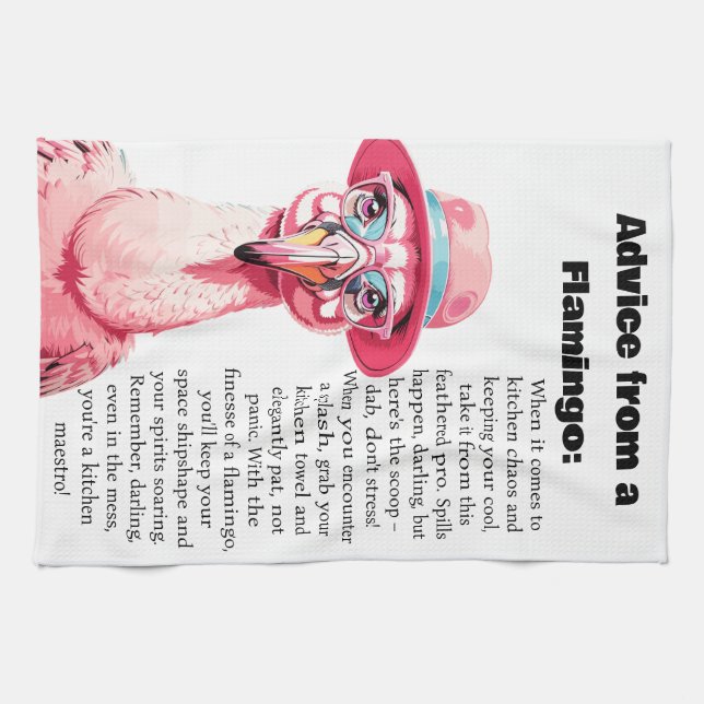 Lustigt råd från en Flamingo Kökshandduk (Horisontell)