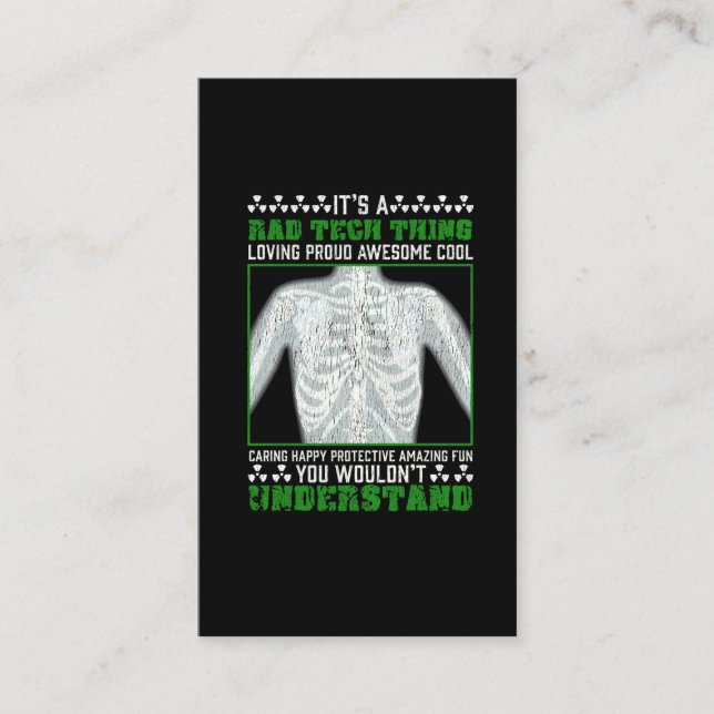 Lustigt Rad Tech Joke X-ray Radiologic Humor Visitkort (Framsida)