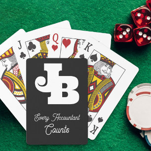 Lustigt räknande Pun Modern Monogram Black White Casinokort