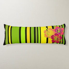 Lustigt Rand färgad V & hibiscus + ryggen. Kroppskudde