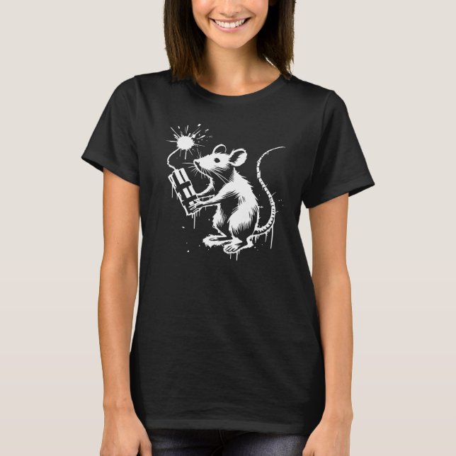 Lustigt råtta med dynamit. t shirt (Framsida)
