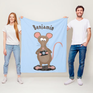 Lustigt råtta med kamerans tecknad illustration fleecefilt