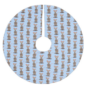 Lustigt råtta med kamerans tecknad illustration julgransmatta borstad polyester