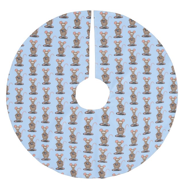 Lustigt råtta med kamerans tecknad illustration julgransmatta borstad polyester (Framsidan)