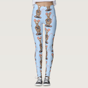Lustigt råtta med kamerans tecknad illustration leggings