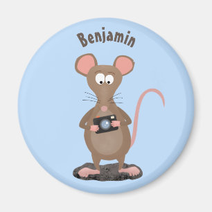 Lustigt råtta med kamerans tecknad illustration magnet