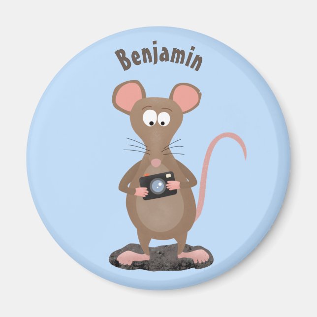 Lustigt råtta med kamerans tecknad illustration magnet (Framsidan)