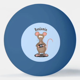 Lustigt råtta med kamerans tecknad illustration pingisboll