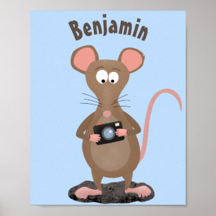 Lustigt råtta med kamerans tecknad illustration poster