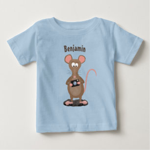 Lustigt råtta med kamerans tecknad illustration t shirt
