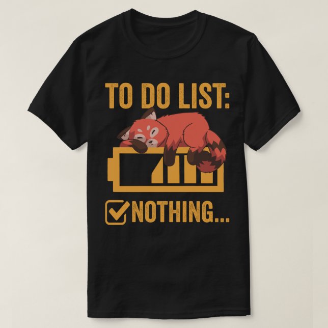 Lustigt Red Panda to Do List T Shirt (Design framsida)