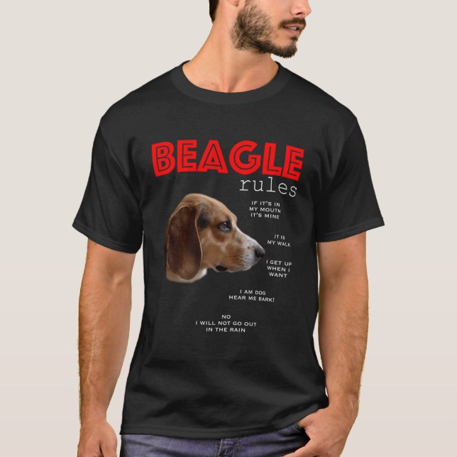 Lustigt Regler för ägaren av en beagle T Shirt (Framsida)