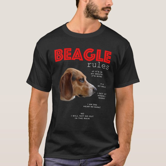Lustigt Regler för ägaren av en beagle T Shirt (Framsida)