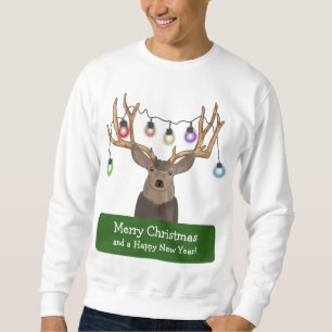 Lustigt Reindeer jul Ljus Ugly Sweater Lång Ärmad Tröja