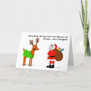 Lustigt Reindeer och jultomten Helgkort