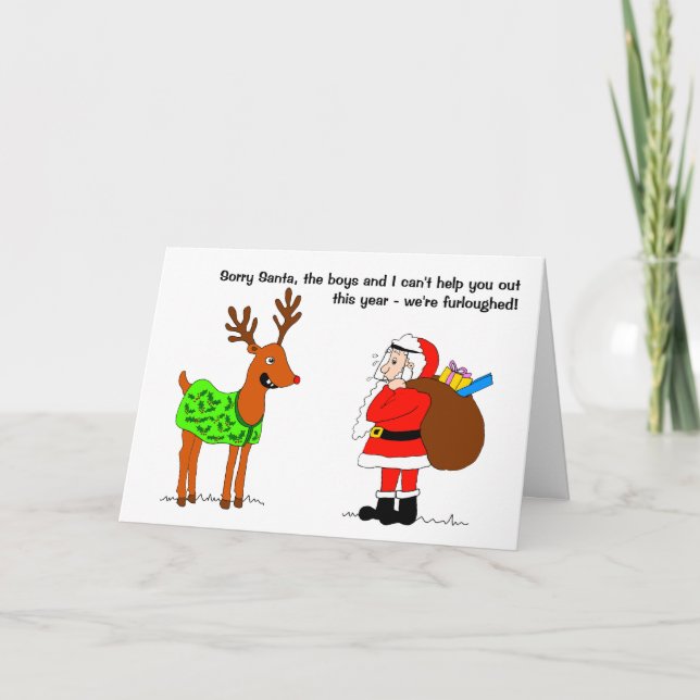 Lustigt Reindeer och jultomten Helgkort (Framsida)