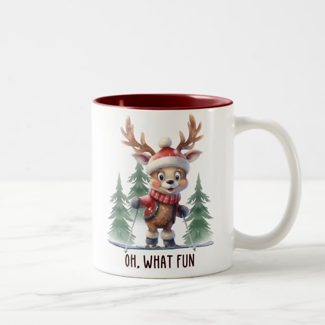 Lustigt Reindeer Oh What Roligt Två-Tonad Mugg (Höger)