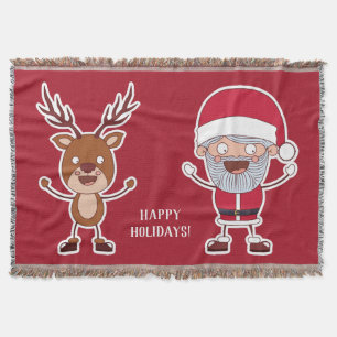 Lustigt Reindeer & Santa throw-filt Filt