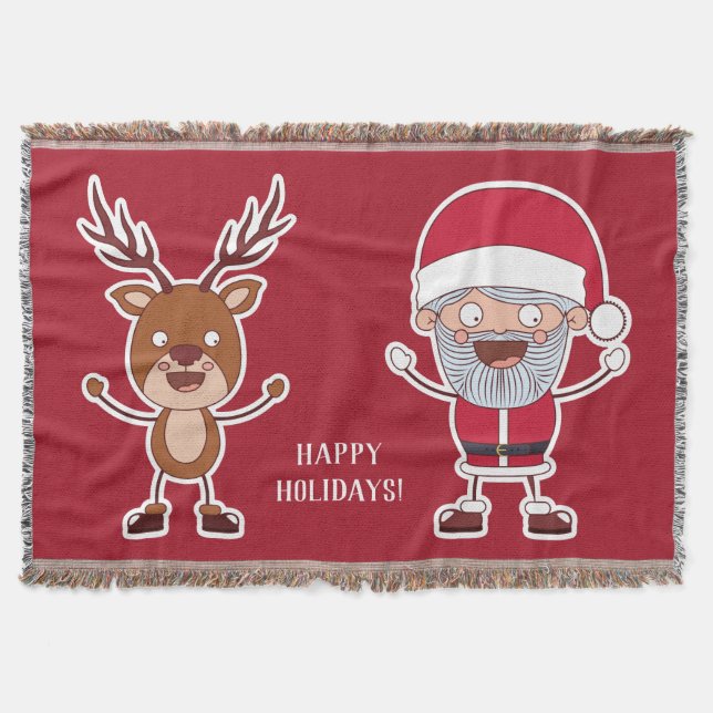 Lustigt Reindeer & Santa throw-filt Filt (Framsidan)