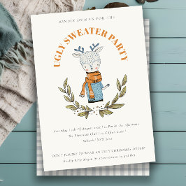 Lustigt Reindeer Ugly God Jul Party Inbjudan