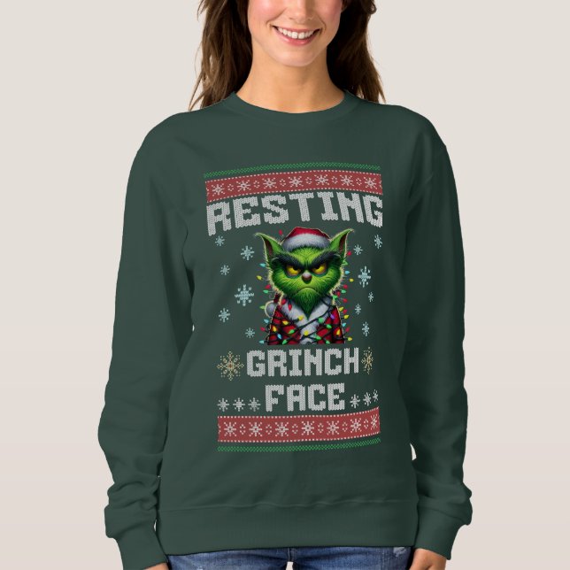 Lustigt Reste Grinch Ansikte Ugly jul T Shirt (Framsida)