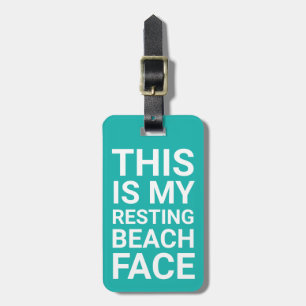 Lustigt Resterande Beach Ansikte Teal Travel Bagagebricka