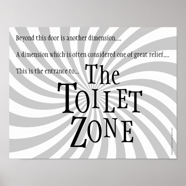 Lustigt Restroom-tecken: "Toilet Zon" Poster (Framsidan)