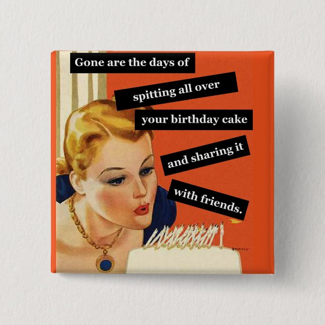 Lustigt Retro Birthday Card bloss ut ljus Knapp (Framsida)