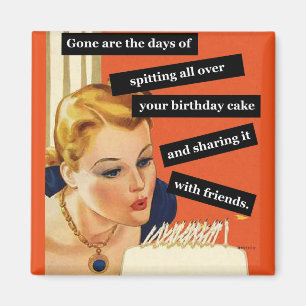 Lustigt Retro Birthday Card bloss ut ljus Magnet