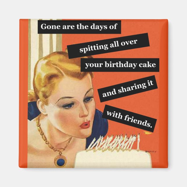 Lustigt Retro Birthday Card bloss ut ljus Magnet (Framsidan)