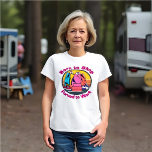 Lustigt Retro, född att köpa, tvingad att arbeta T Shirt