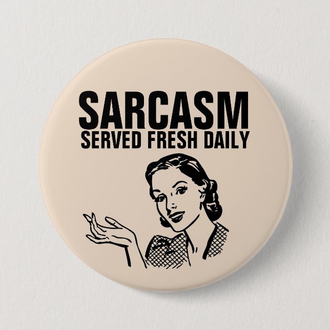 Lustigt Retro Housefru Button SARCASM SERVICERADE  Knapp (Framsida)