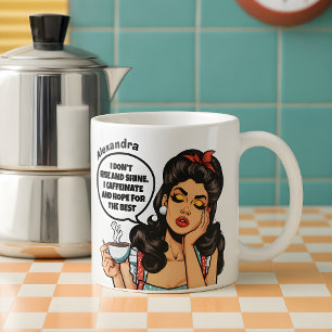 Lustigt Retro I Stiga upp och skina anpassat namn Kaffemugg