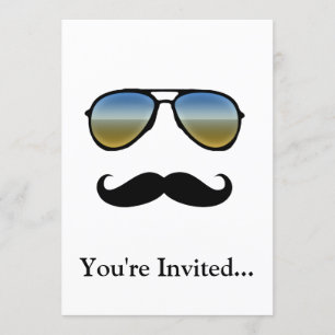 Lustigt Retro Sunglass med mustache Inbjudningar
