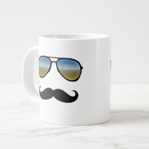 Lustigt Retro Sunglass med mustache Jumbo Mugg
