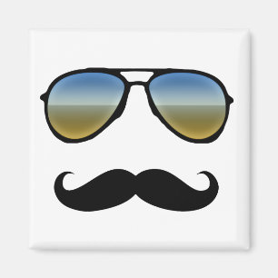 Lustigt Retro Sunglass med mustache Magnet