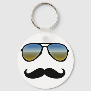 Lustigt Retro Sunglass med mustache Nyckelring
