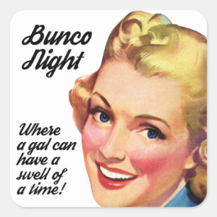 Lustigt Retro Vintage Bunco Player Swell of a Time Fyrkantigt Klistermärke