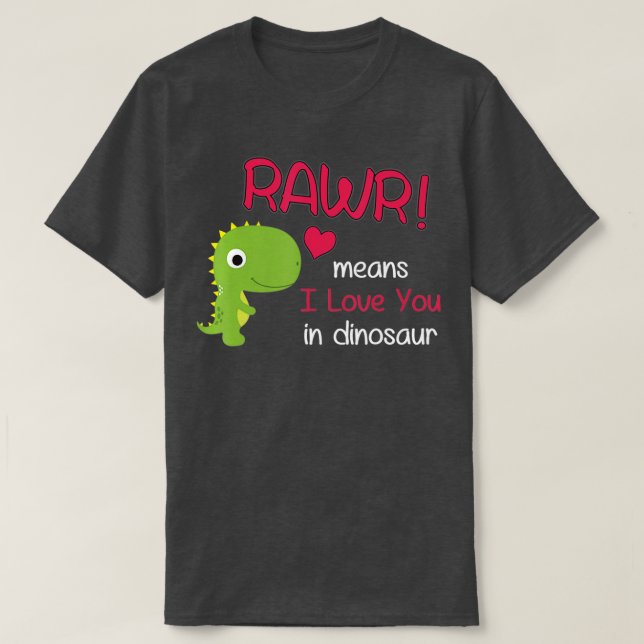 Lustigt rex Valentines day Rawr Elak I Kärlek T Shirt (Design framsida)