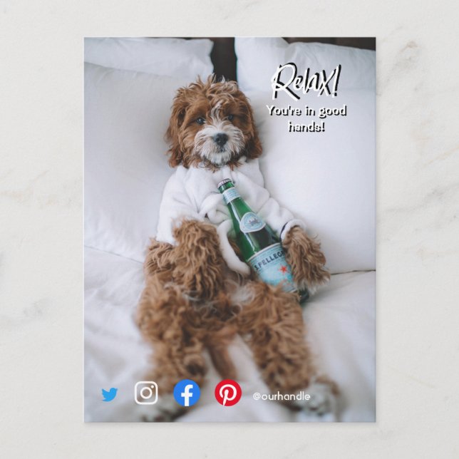 lustigt, riktigt gods-vykort slappna av i hund vykort (Framsida)